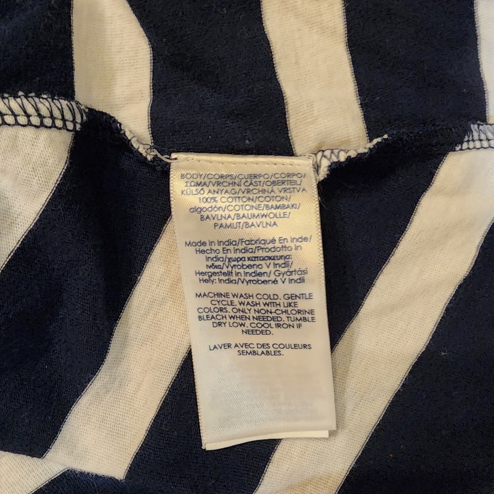CHAPS Navy Blue & White Nautical Striped Maxi Dress Women's Size L - Picture 4 of 6